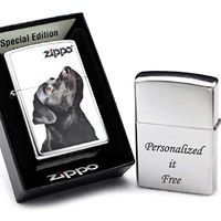Free Engraving - Personalized Groomsmen Zippo Lighter Windproof Perfect for Boyfriend, Anniversary - Three Lines, Each 20 Characters, Free Customization (Black Labrador Retriever)