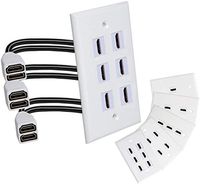 6 Ports 4K HDMI Wall Plate Outlet Cover with 6 Inch Female to Female High Speed HDMI Pigtail Cable for Video Game Systems,TV Boxes or Other HDMI/Ethernet Channel-Enabled Devices, White