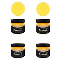 JIDSFIE-BEEWAX Wood Polish and Conditioner, Beeswax 340g, Wood Seasoning Beewax Beeswax Home Cleaning for USE ON Wood, Metal and Leather (4 * 85g+2*Sponge)
