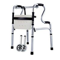 Seat & Roller Bar Covers Walker Folding Easy to Carry Multi-Functional Handicapped Essentials Old Handrail Crutch Travel Exercise Stroller Walker (Color : B, Size : 5153cm)