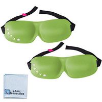 2 Lunashade Sleep Beauty Soft Eye Masks with Ergonomic Padded Foam and Deep Sockets for Easy Blinking (Light Green) + eCostConnection Microfiber Cloth