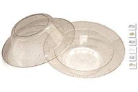 " OCCASIONS" 40 Plates Pack, Heavyweight Disposable Wedding Party Plastic Bowls (6 oz Dessert Bowls, Seasons Clear with Gold Glitter)