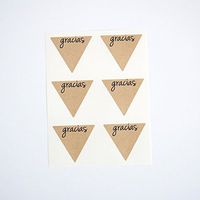 Gracias Stickers by Once Upon Supplies, Thank You Triangle Shape Seals and Labels for Sealing Envelopes and Party Favors, 1.5 Inches X 1.5 Inches, Kraft Brown, 48 Stickers