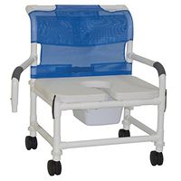 MJM International 126-4-NB-FSSS-DDA Extra Wide Shower Chair with Full Support Soft Seat and Drop Arms, 425 oz Capacity, 40" Height x 30" Width x 29.5" Depth, Royal Blue/Forest Green/Mauve