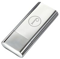 Personalized Visol Palencia Polished Stainless Steel 2 Finger Cigar Case - Free Engraving (Two Initials)