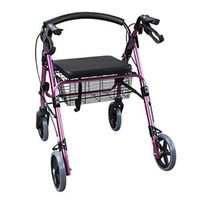 Standard Walkers Walker Folding Portable Shopping Cart Elderly Four-Wheeled Trolley Lightweight Walker Buy Food Truck Lower Limb Rehabilitation Training Equipment (Color : Purple, Size : 6168cm)