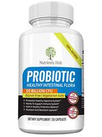 Nutrients Hub Probiotics 50 Billion CFUs 14 Strains, 1 High Potency Organic Supplement | All Natural, Gluten Free, Non-GMO Vegan Flora Digestive Probiotics for Women Men Kids Enteric (50 Capsules)