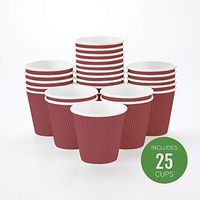 Insulated Paper Coffee Cups - Ripple Wall - Crimson - 8 oz - 25ct Box - MATCHING LIDS SOLD SEPARATELY: RWA0360B, RWA0360W, RWA0328LG, RWA0328GR, RWA0328HP, RWA0283W, RWA0283B