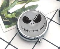 Compact 3 Compartment Medicine Case, Pill Box for Pocket or PursePill Box Decorative Pill Case with Gift Box Nightmare Before Christmas Jack Skellington