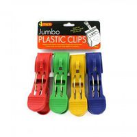 Jumbo High-Quality Plastic Snack Chip Food Bag Clips - 4 Pack - Great for Uses Around The House! (1 Set (4 Clips))