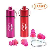 LANVO Noise Cancelling Ear Plugs for Sleeping - Reusable Silicone Ear Plugs of Hearing Protection for Motorcycles, Shooting, Snoring, Swimming, 32dB Highest NRR, 2 Pairs with 2 Travel Cases