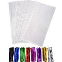 Outus 300 Pack Clear Treat Bags Clear Cello Bags with 320 Pieces Twist Ties 8 Colors for Wedding Cookie Gift Candy Buffet Supply Valentine Chocolates(4 x 9 Inches)
