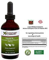 Liquid B12 Drops | Coenzyme form Vitamin B12 |1,000 mcg Active Methylcobalamin Supplement | Rapid & Efficient Absorption | Homocysteine & Neurological Health | 4 Fl.Oz. | Adaptogen Research