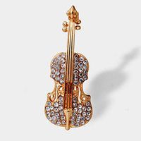 Gift Violin Shape Pearl Lapel Pin Jewelry Brooch Pin Clothes Accessories Daily Popular Fashion Novelty Aesthetic Girls Woman Styling Delicate Creative Accessory