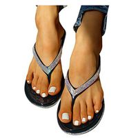 Cenglings Womens Flip-Flops Flat Shoes Breathable Plus Size Beach Shoes Lightweight Slip On Slippers Platform Beach Slides(Black,41)