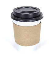 CucinaPrime White Paper Coffee Hot Cups with Black Travel Lids and Sleeves - 12 oz, 100 Count