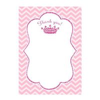 30 Hot Pink Glitter Princess Birthday Party Baby Girl Shower Blank Thank You Cards Chevron Design + 30 White Envelopes