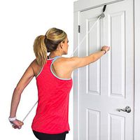 DMI Over the Door Shoulder Pulley for Physical Therapy helps Increase Mobility and Maneuverability on Injured, Elderly or Disabled with Easy to Grip Wooden Dowel Handles, White