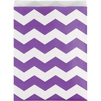 Club Pack of 120 Purple and White Chevron Striped Large Decorative Paper Party Treat Bags 11"