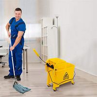 heavKin 20L Cleaning Water Cart, 4 Wheel Home Hotel 5.28 Gallon Mop Bucket with Wringer Combo,Shipped from The US Warehouse (Yellow, 23.5" L x 10.75" W x 27.5" H)