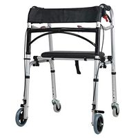 Yadianna Cozy Brake Walker Aluminum Auxiliary Four-Legged Crutches Rehabilitation Alloy Double Handrail Wheel Elderly Disabled Walker 60cmx61cmx80cm Non-Slip Walking Stick with Hospital