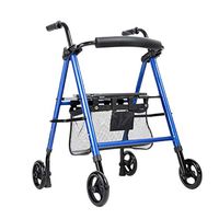 Aluminum Rollator Walker with Seat, Folding Mobility Rolling Walker Has 6 Inch Wheels, Adjustable Height,Blue