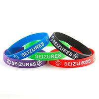 Seizures ID Bracelet Wristband Combo - 5 Pack - 8-1/4 Inches - Large - Black Blue Green Red Purple