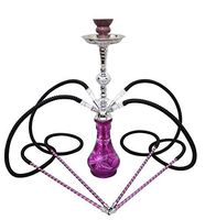 4 hose 20" Purple Hookah shisha nargila bar smoking pipe glass water Vase set