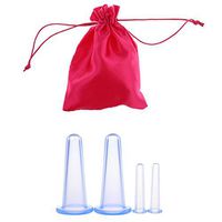 4pcs Silicone Vacuum Massage Cupping Set Facial & Eyes Cups with Bag 3 Color - Blue