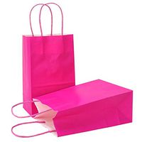 AZOWA Gift Bags Mini Small Kraft Paper Bags with Handles (4 x 2.4 x 6 in, Magenta, 12 Pcs)
