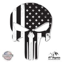 GT Graphics Punisher Skull Subdued American Flag Tactical - 8" Vinyl Sticker - for Car Laptop I-Pad - Waterproof Decal