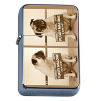 Pug Dog Bulldog Mug Shot Fun Windproof Refillable Flip Top Oil Lighter with Tin Gift Box D-550