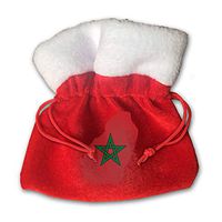 NRIEG Flag Map of Greater Morocco Christmas Candy Bags Santa Claus Gift Treat Sacks with Drawstring Xmas Stocking Ornaments Decor Handbag