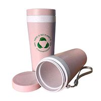 Wheat Straw Bottle Tumbler Cup With Tight Lid Eco Friendly Biodegradable Compostable Unbreakable Leak Proof - Water Coffee Tea Milk Juice Drink - 10oz / 300ml (Pink)