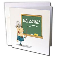 3dRose Back To School Professor Teacher Cartoon - Greeting Cards, 6 x 6 inches, set of 6 (gc_118508_1)