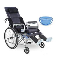 WenFei shop Reclining Wheelchair Commode, High Back Bedside Commode Toilet Chair with Handbrakes and Adjustable Backrest for Elder Disabled Use,420lbs Weight Capacity