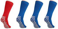 Nobles XXXL Extra Wide Bariatric Non Skid Slipper Socks for Swollen Feet and Edema -XXXL Extra Wide (4 Pairs 3 Blue 1 Red)