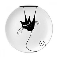 Climb Rail Black Cat Halloween Animal Dessert Plate Decorative Porcelain 8 inch Dinner Home