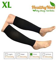 HealthyNees Shin Calf Sleeve 20-30 mmHg Medical Compression Circulation Extra Wide Plus Size Big Tall Leg Thick Calves Firm Support (Black, Regular Calf XL)
