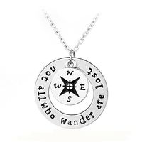 Meolin "Not All Who Wander Are Lost '' Compass Necklace Find Your Way,x10588,52cm