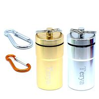 Waterproof Pill Case Pill Holders Keychain Pill Container Terya Pill Dispenser Metal Box Pill Dispenser (2.5 in) (Silvery & Golden)