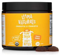 Llama Naturals Kids Organic Probiotic & Prebiotic Gummies: Real Fruit, No Added Sugar or Sweeteners; Healthy Digestion, Gut, Immunity; 2 Billion CFUs; 60 Fruit Bites (30-60 Days) (Peach Mango)