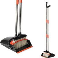 Black Broom and Dustpan Set | Long Handle for Home Kitchen Room Office | Wisp and Dust Cleaner by QJQBMAI