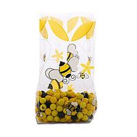 Small Playful"Honey Bees" 7x2x3" Cello Cellophane Treat Food Snack Bags (40 ct)