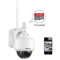 Dericam Outdoor Wireless Security Camera, PTZ Camera, 4x Optical Zoom, Auto-focus, 1.3 Megapixel, Pre-installed 32GB Memory Card, S1-32G2, White