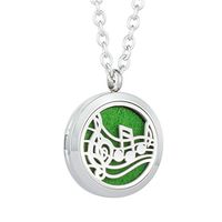 GelConnie Music Note Perfume Essential Oil Diffuser Necklace Unisex Aromatherapy 316L Hypoallergenic Stainless Steel Pendant CSFL085-1