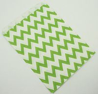 25 Chevron Print Treat Paper Party Favor Bags Food Safe Candy Snack 7" x 5" (Apple Green)