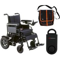 Drive Cirrus Plus EC Folding Power Wheelchair, 18" Seat & Free 130 dB Black Personal Safety Alarm/Siren! + Black Medical Utility Bag with Trim!