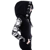 Meikosks Women's Gothhic Sweatshirt Plus Size Zipper Hoodies Vintage Long Sleeve Tops Coat Black