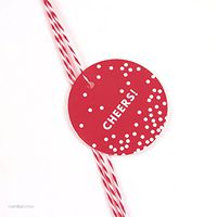 Andaz Press Circle Gift Tags, Modern Style, Cheers!, Red, 24-Pack